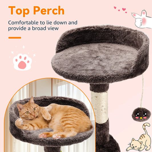 PurrNest | 112 cm Cat Tree Tower | Multi-Level Condo with Scratching Posts & Toy Ball | MyArturito