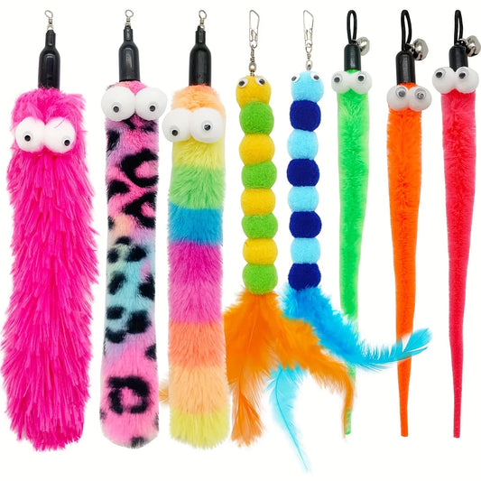 PawWhirl | 9-Piece Cat Wand Toy Set | Feather & Worm Refills for Interactive Play | MyArturito