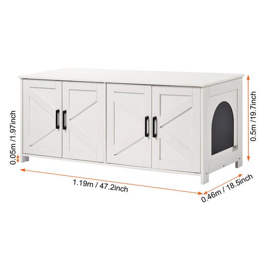 Double Cat Litter Box Enclosure With 4 Doors And 2 Windows Spacious Design | MyArturito