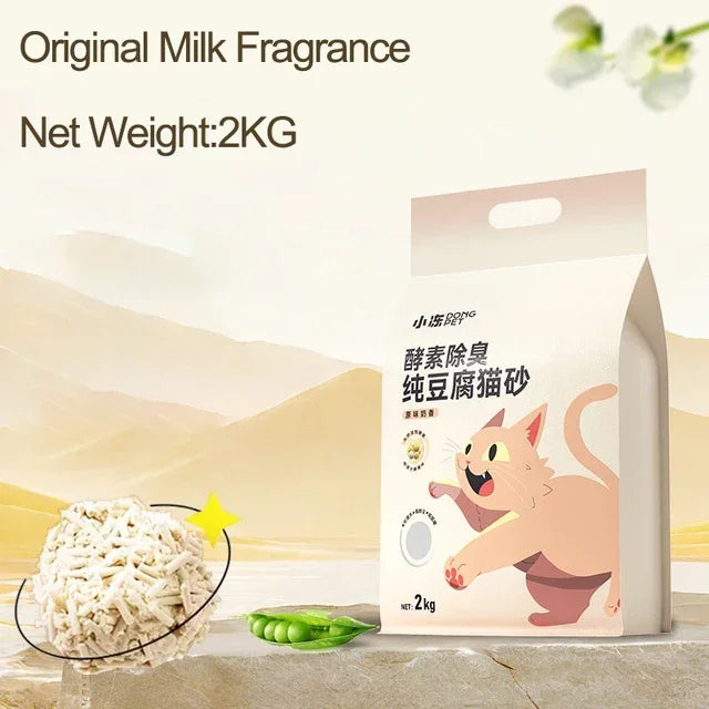 Tofu Cat Litter Green Tea Flavored Cat Litter Deodorizing Clumping Low Dust Non Stick Bottom
