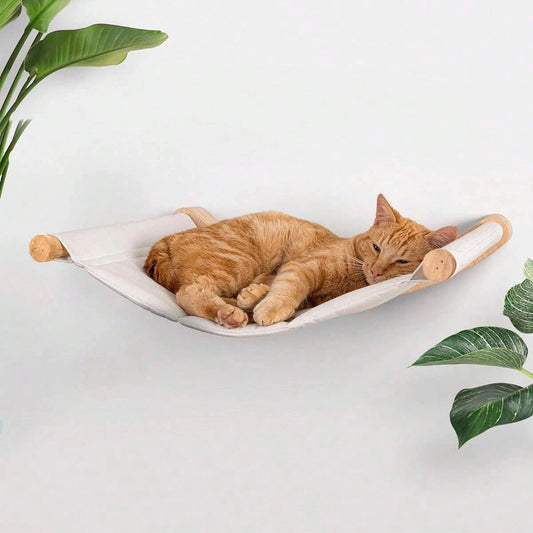 PawZ™ DriftDen | Wall-Mounted Cat Hammock | Wooden Floating Bed for Rest & Climbing | MyArturito
