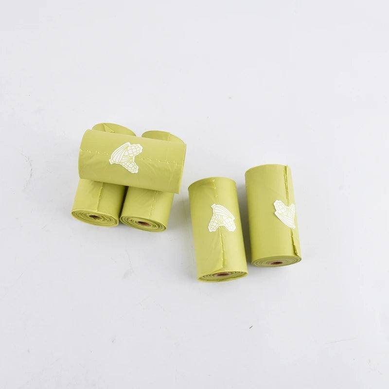 1-24Roll Corn Starch Biodegradable Pet Garbage Bag Compostable Vest Style Cat Dog Poop Trash Bags Outdoor Pets Carriers Tool