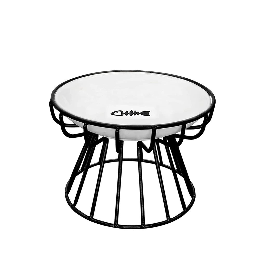 PurrFeast™ Solo | Ceramic Elevated Cat Bowl with Stainless Steel Holder | Stylish Feeder for Food or Water | MyArturito