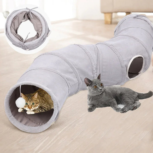 3-Way Collapsible Cat Tunnel Toy With Suede Crinkle & Ball | MyArturito