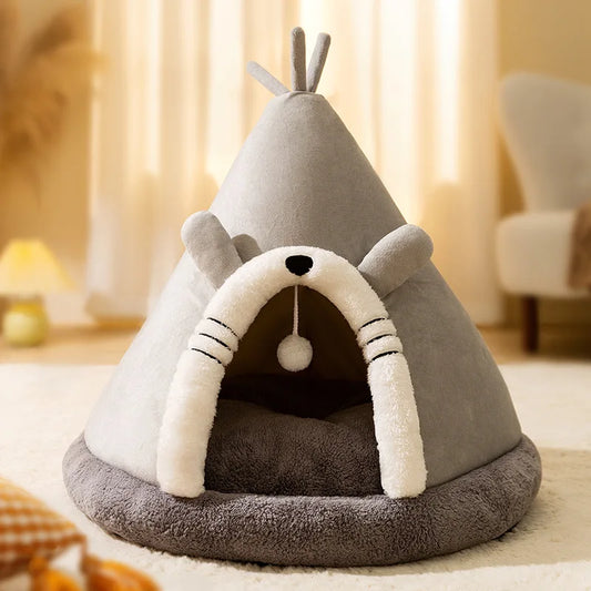 Cat Cave Bed Cozy Soft Warm Coral Fleece & Breathable Design | MyArturito