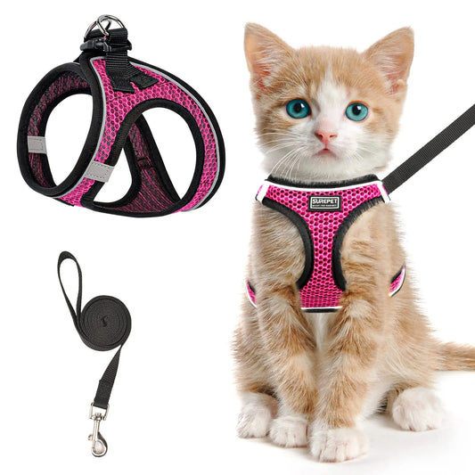 Cat Harness Soft Mesh Vest With Leash Reflective Escape Proof Design | MyArturito