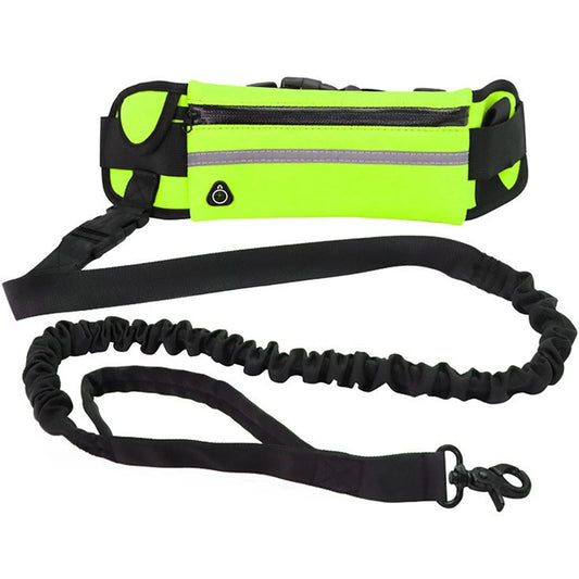 Hands Free Dog Leash With Waist Bag Reflective Retractable Elastic Belt | MyArturito