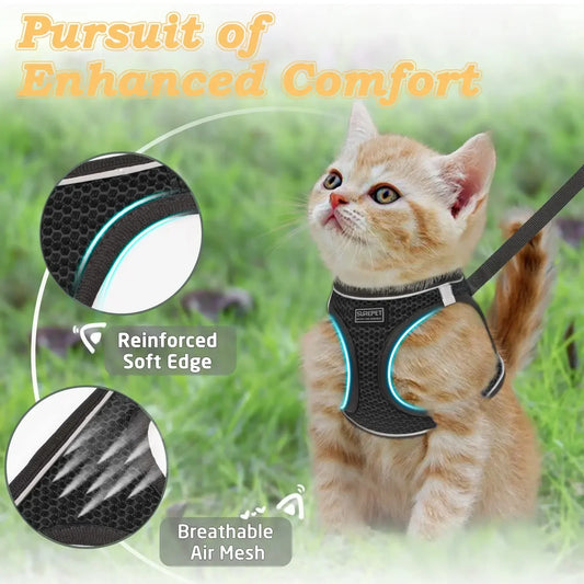 PawSecure | Cat Harness & Leash Set | Escape-Proof Reflective Vest for Outdoor Walks | MyArturito