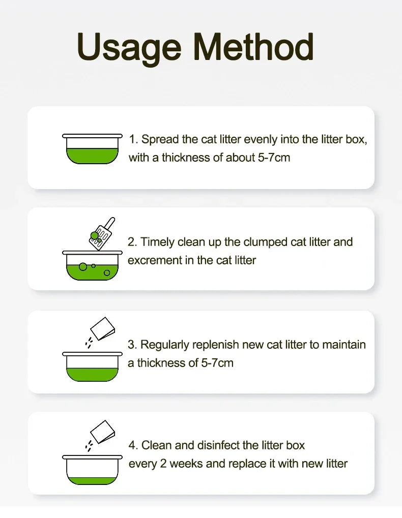 Tofu Cat Litter Green Tea Flavored Cat Litter Deodorizing Clumping Low Dust Non Stick Bottom