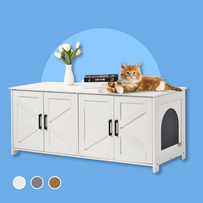 Double Cat Litter Box Enclosure With 4 Doors And 2 Windows Spacious Design | MyArturito