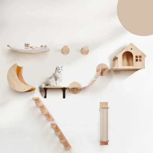 Wall-Mounted Cat Hammock Shelf With Rope Ladder & Scratching Post | MyArturito