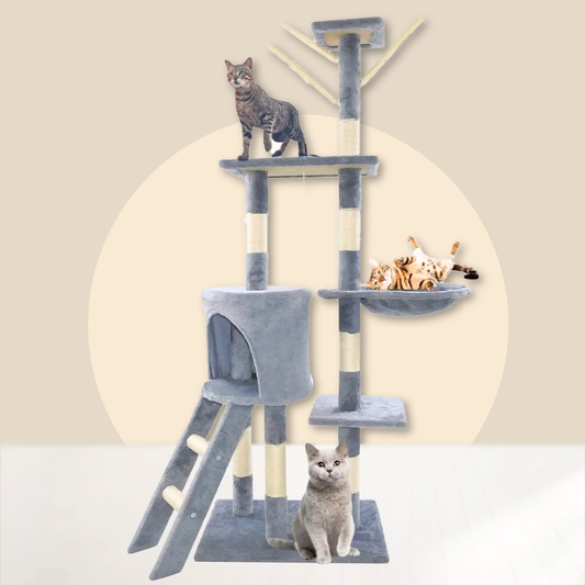 140cm Cat Tree Tower Multi-Level Scratching Post With Hammock & Toys | MyArturito