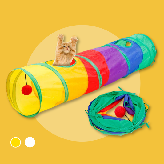 Collapsible Cat Tunnel Play Tube With Crinkle Sound, Peek Holes & Ball | MyArturito
