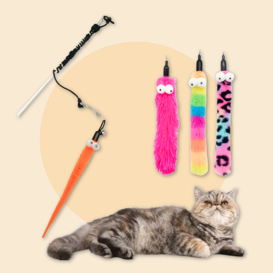 Cat Wand Toy Set 9pcs With Feather & Worm Refills | MyArturito