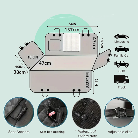 Dog Hammock Car Seat Universal Cover Waterproof Scratch Resistant | MyArturito