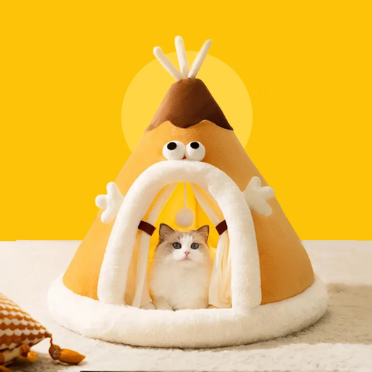 Cat Cave Bed Cozy Soft Warm Coral Fleece & Breathable Design | MyArturito