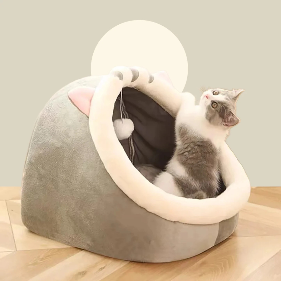 Semi-Enclosed Cat Bed With Removable Cushion Warm Breathable Washable | MyArturito