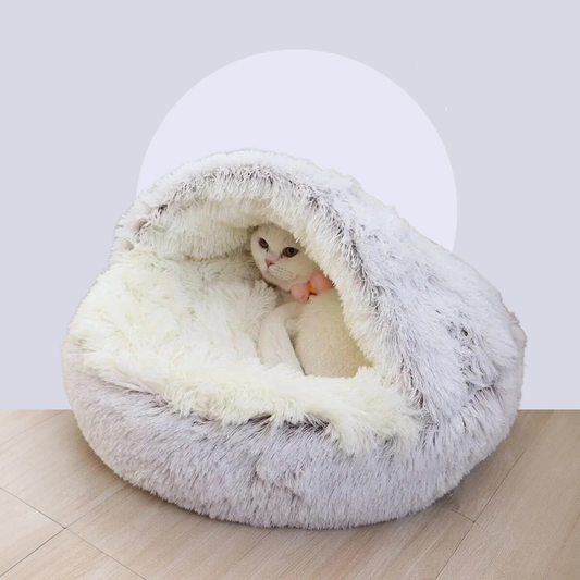 2-in-1 Plush Cat Bed With Removable Cover Soft Warm Easy to Clean | MyArturito
