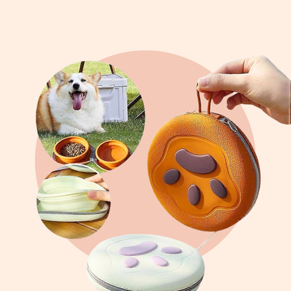2 in 1 Foldable Pet Food Bowl Portable Silicone Puppy Dual Bowl Outdoor Travel Dog Drinking Bowl Folding Cat Bowls Dog Bowls