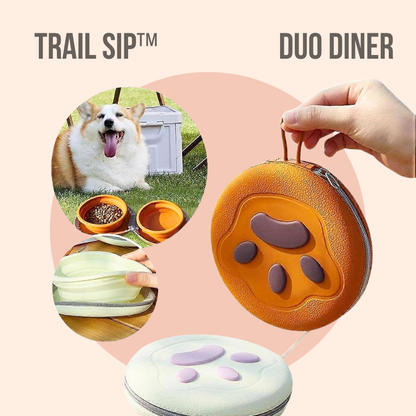 2 in 1 Foldable Pet Food Bowl Portable Silicone Puppy Dual Bowl Outdoor Travel Dog Drinking Bowl Folding Cat Bowls Dog Bowls