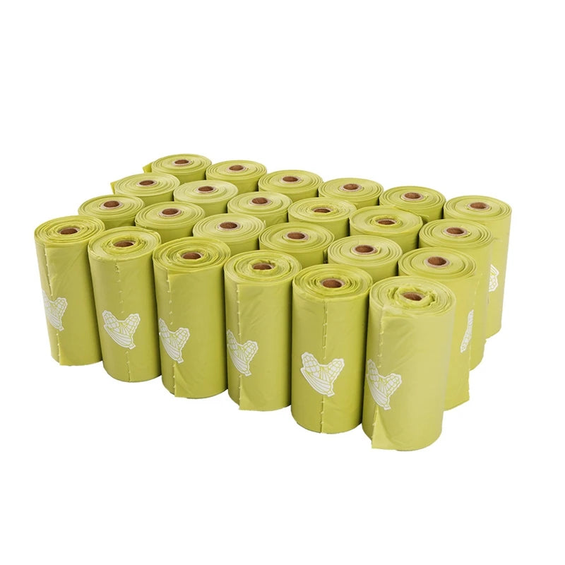 1-24Roll Corn Starch Biodegradable Pet Garbage Bag Compostable Vest Style Cat Dog Poop Trash Bags Outdoor Pets Carriers Tool