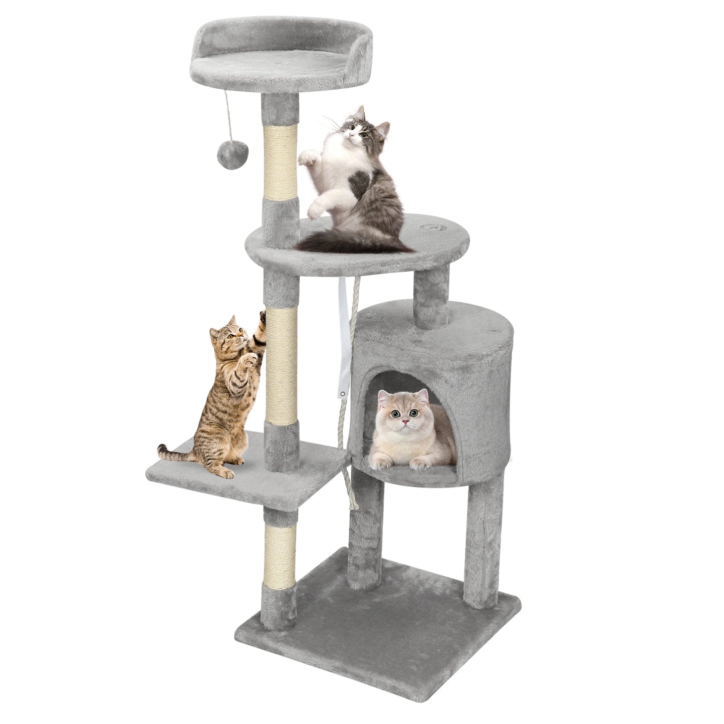 Passerscat Cat Tree Cat Tower With Toy For Indoor Cats Multi-Level With Scratching Posts Cat House Cozy Condo Padded Top Perches