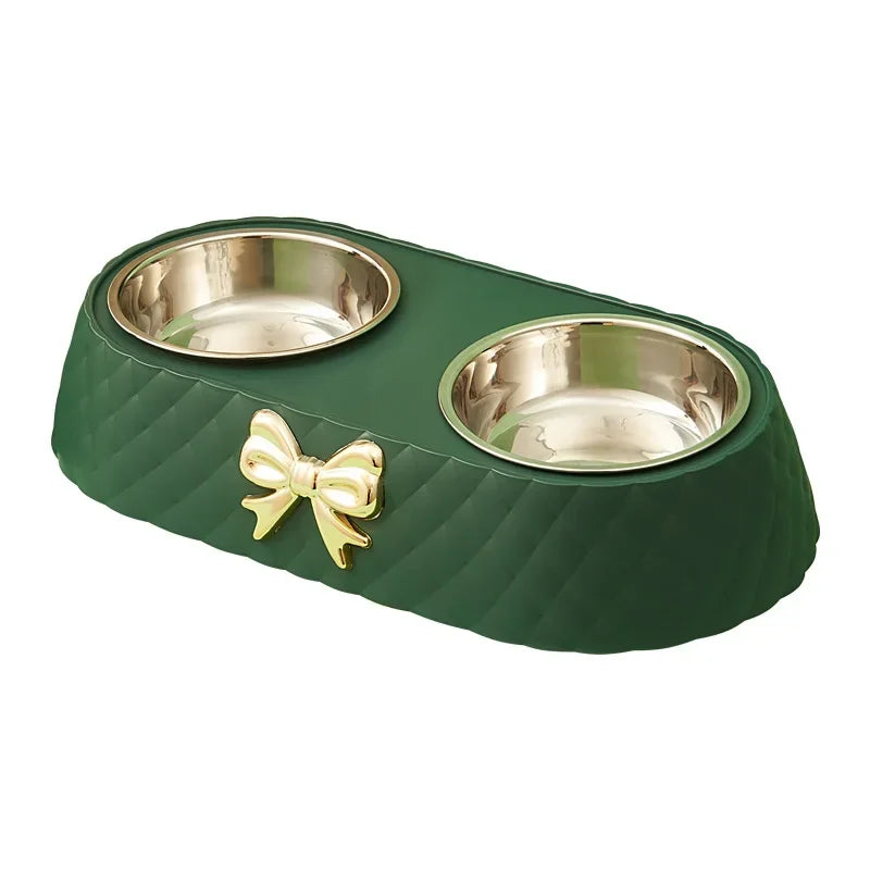 Double Dog Bowl | Bowtie Design Food & Water Feeder | MyArturito