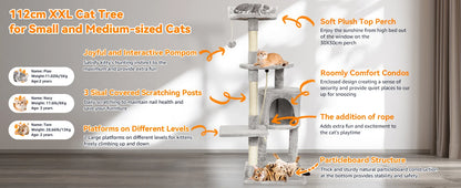 Passerscat Cat Tree Cat Tower With Toy For Indoor Cats Multi-Level With Scratching Posts Cat House Cozy Condo Padded Top Perches
