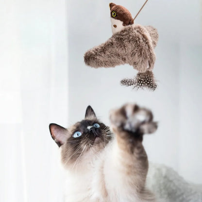 Simulated Bird Cat Toy Touch Sensitive Plush Toy Rechargeable Chirping Flapping Bird Cat Toy Touch Squeak Bird Plush Toy