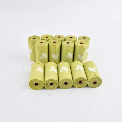 1-24Roll Corn Starch Biodegradable Pet Garbage Bag Compostable Vest Style Cat Dog Poop Trash Bags Outdoor Pets Carriers Tool