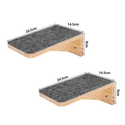 Wall Mounted Cat Tree Wooden Shelves Scratching Posts Climbing Cat tower Hammock With Solid Floating Perches Steps and Ladder