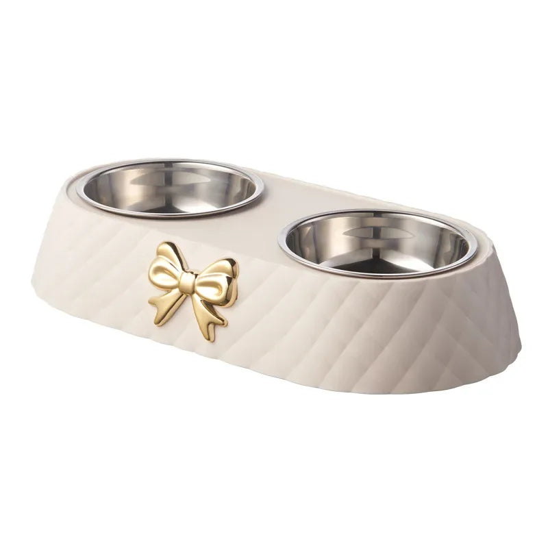 Double Dog Bowl | Bowtie Design Food & Water Feeder | MyArturito