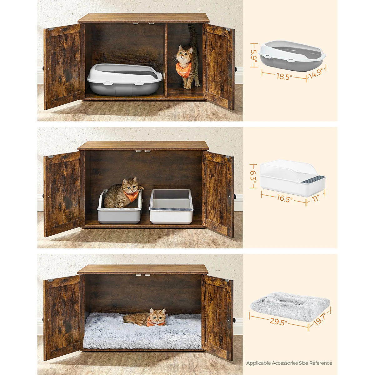 Feandrea Cat Litter Box Enclosure, Hidden Litter Box Furniture with Removable Divider, End Table, Indoor Cat House