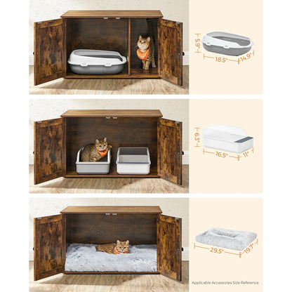 Feandrea Cat Litter Box Enclosure, Hidden Litter Box Furniture with Removable Divider, End Table, Indoor Cat House