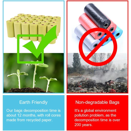 1-24Roll Corn Starch Biodegradable Pet Garbage Bag Compostable Vest Style Cat Dog Poop Trash Bags Outdoor Pets Carriers Tool