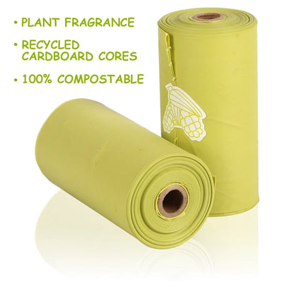 1-24Roll Corn Starch Biodegradable Pet Garbage Bag Compostable Vest Style Cat Dog Poop Trash Bags Outdoor Pets Carriers Tool