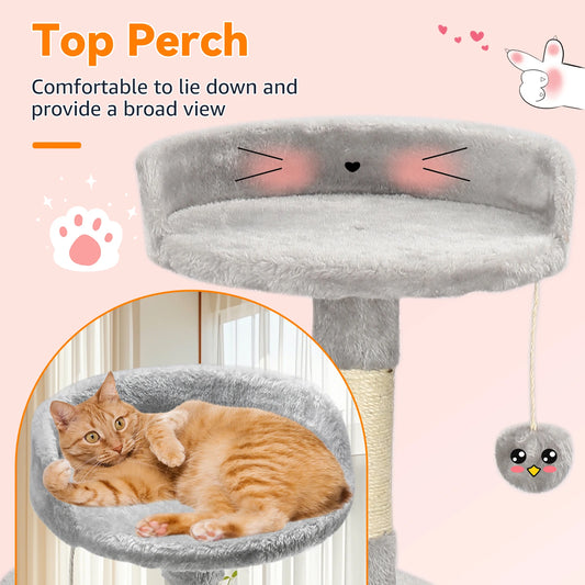 Passerscat Cat Tree Cat Tower With Toy For Indoor Cats Multi-Level With Scratching Posts Cat House Cozy Condo Padded Top Perches