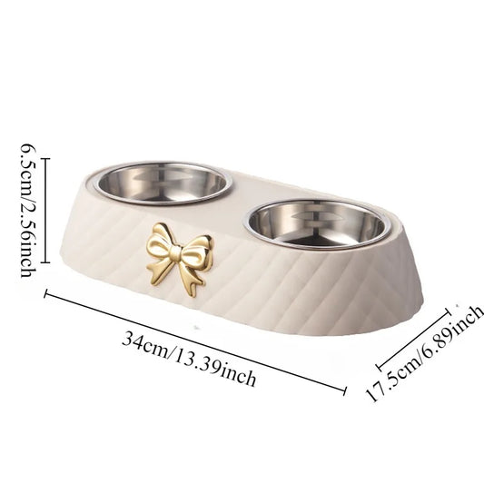 Double Dog Bowl | Bowtie Design Food & Water Feeder | MyArturito