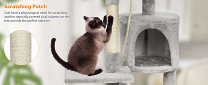 Passerscat Cat Tree Cat Tower With Toy For Indoor Cats Multi-Level With Scratching Posts Cat House Cozy Condo Padded Top Perches