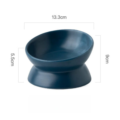 Elevated Cat Bowls Small Dog 15° Tilted Raised Food Feeding Dish Ceramics Stand Feeder for Cats and Puppy 6 Colors