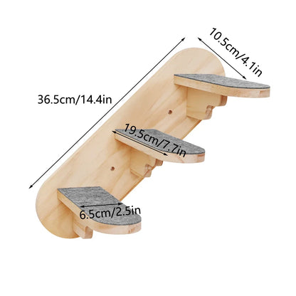Wall Mounted Cat Tree Wooden Shelves Scratching Posts Climbing Cat tower Hammock With Solid Floating Perches Steps and Ladder