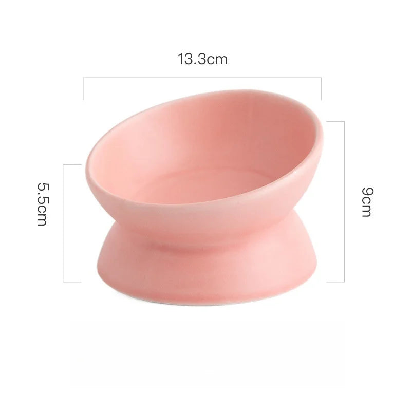 Elevated Cat Bowls Small Dog 15° Tilted Raised Food Feeding Dish Ceramics Stand Feeder for Cats and Puppy 6 Colors