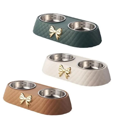 Double Dog Bowl | Bowtie Design Food & Water Feeder | MyArturito