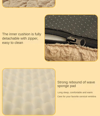 Memory Foam Pet Bed With Removable Washable Faux Fur Cover Orthopedic Waterproof Dog Bed For Crate Anti-Slip Bottom Dog Bed