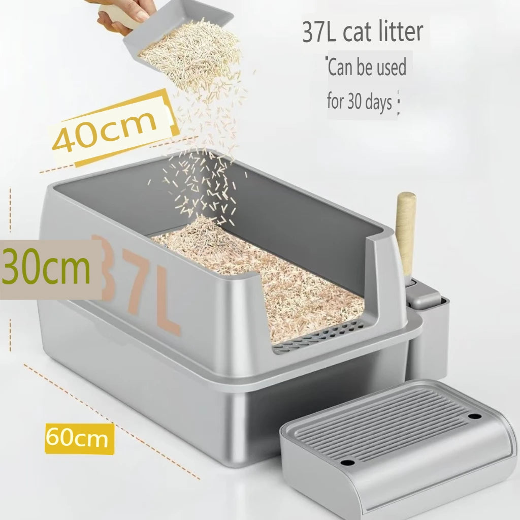 Removable Litter Box for Big/Multiple Cats, High Sides Kitty Litter Pan,Leak-Proof  Extra Large Enclosed Litter Pan Easy Clean