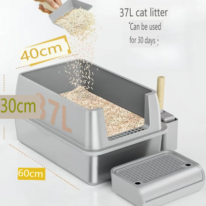 Removable Litter Box for Big/Multiple Cats, High Sides Kitty Litter Pan,Leak-Proof  Extra Large Enclosed Litter Pan Easy Clean