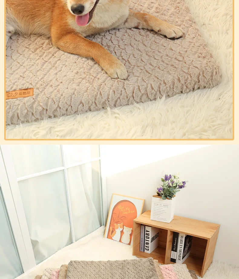 Memory Foam Pet Bed With Removable Washable Faux Fur Cover Orthopedic Waterproof Dog Bed For Crate Anti-Slip Bottom Dog Bed