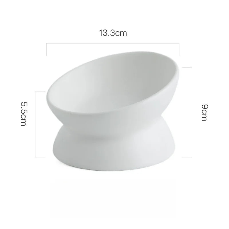 Elevated Cat Bowls Small Dog 15° Tilted Raised Food Feeding Dish Ceramics Stand Feeder for Cats and Puppy 6 Colors