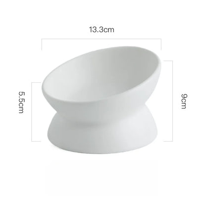 Elevated Cat Bowls Small Dog 15° Tilted Raised Food Feeding Dish Ceramics Stand Feeder for Cats and Puppy 6 Colors