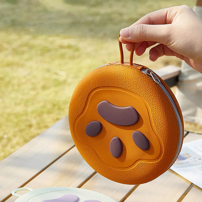 2 in 1 Foldable Pet Food Bowl Portable Silicone Puppy Dual Bowl Outdoor Travel Dog Drinking Bowl Folding Cat Bowls Dog Bowls